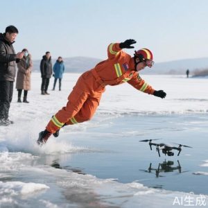冰湖逆行！消防员纵身一跃救回无人机