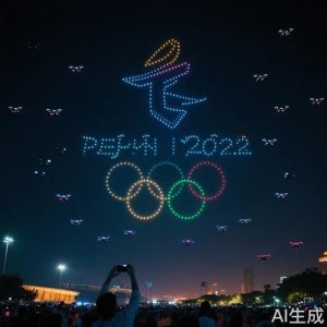 千架无人机拼奥运徽标，科技艺术交融震撼夜空