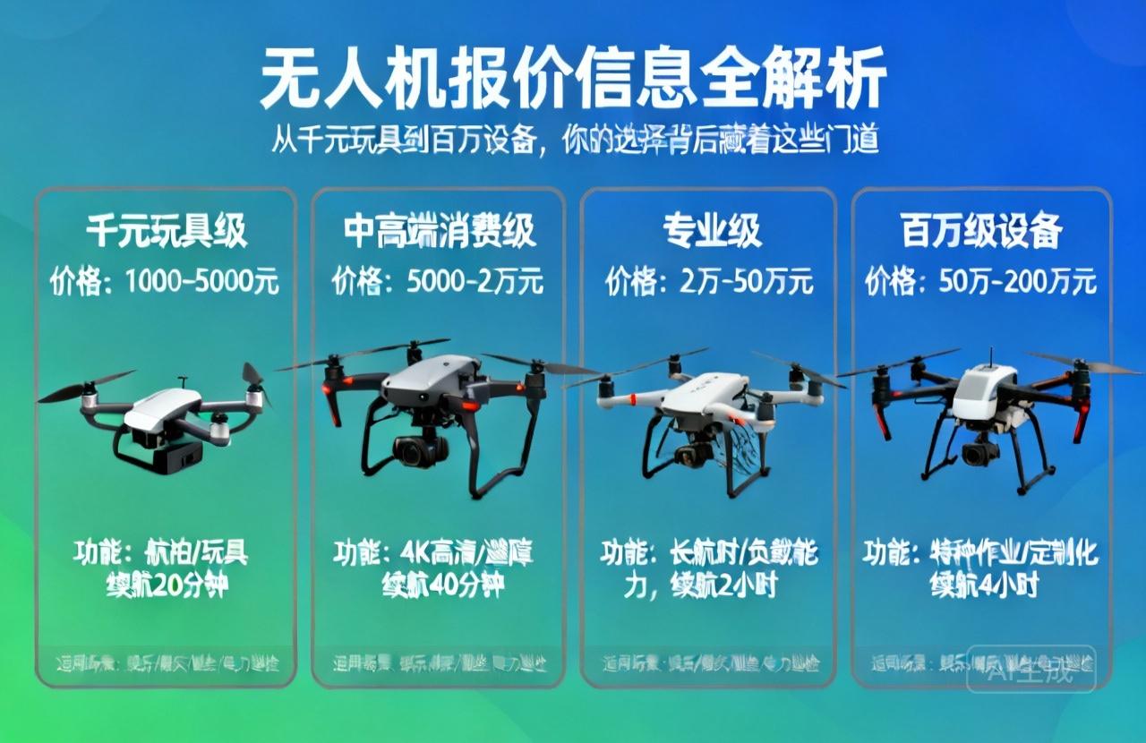 无人机报价信息全解析|从千元玩具到百万设备,你的选择背后藏着这些门道 无人机报价信息全解析|从千元玩具到百万设备,你的选择背后藏着这些门道